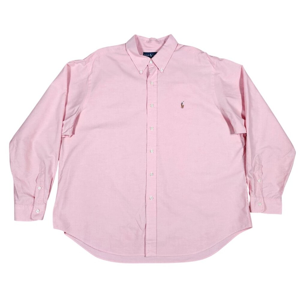 Ralph Lauren Mens Solid Pink Classic Fit Button-Down Shirt XXL